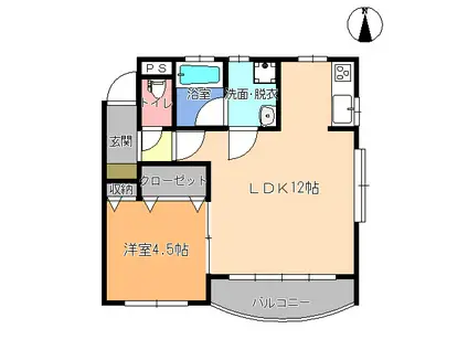 ヴィラ元今泉(1LDK/3階)の間取り写真