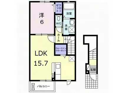 高松琴平電鉄長尾線 水田駅 徒歩6分 2階建 築11年(1LDK/2階)の間取り写真