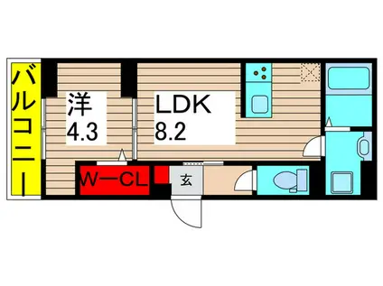 セレスティア亀有(1LDK/1階)の間取り写真