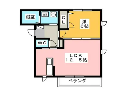 メゾン・ド・レーヴB(1LDK/2階)の間取り写真