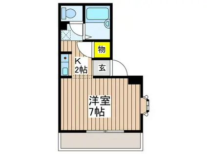 フラットGI-GI(1K/3階)の間取り写真