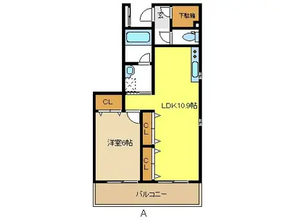 グランシャトウ那古野(1LDK/2階)の間取り写真