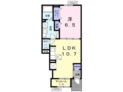 スマイルセレクト(1LDK/1階)の間取り写真