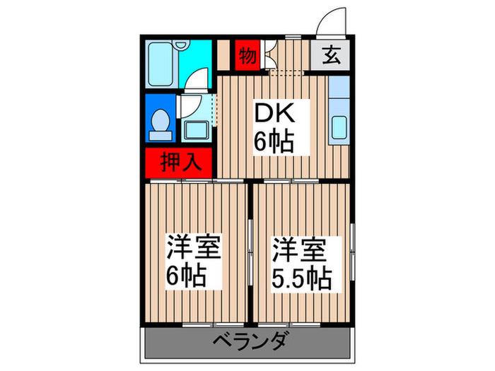 シャルムA(2DK/1階)の間取り写真