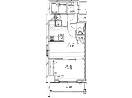 クレストコート八王子(1DK/5階)の間取り写真