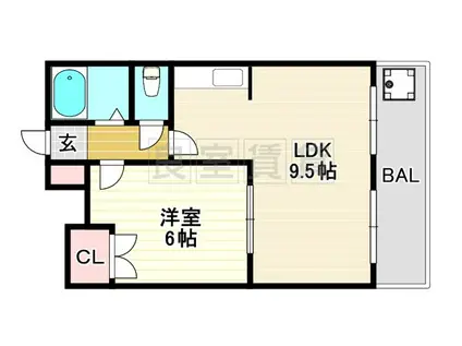 エスタ植田(1LDK/2階)の間取り写真