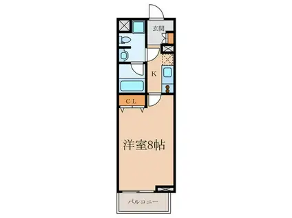 プライムアーバン中目黒(1K/2階)の間取り写真