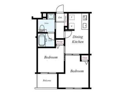 クィーンシティ板橋本町ラディウス(2DK/1階)の間取り写真