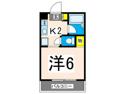 アビタシオン金子A(ワンルーム/2階)の間取り写真