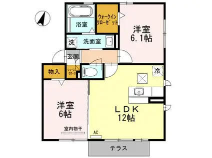 ＪＲ名松線 一志駅 徒歩8分 2階建 築14年(2LDK/1階)の間取り写真