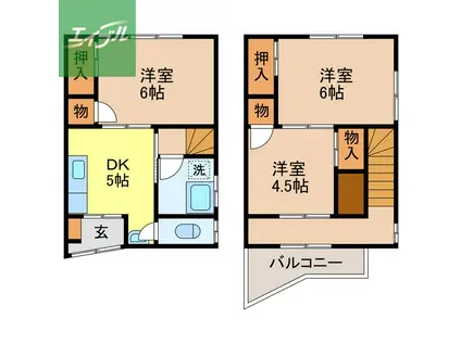 下口アパート(3DK/1階)の間取り写真