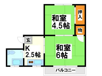 金龍堂ビル(2K/2階)の間取り写真