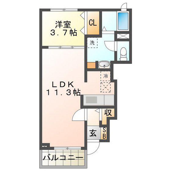 ファールラートII(1LDK/1階)の間取り写真