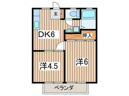 アーバンヒルイワサキ(2DK/2階)の間取り写真