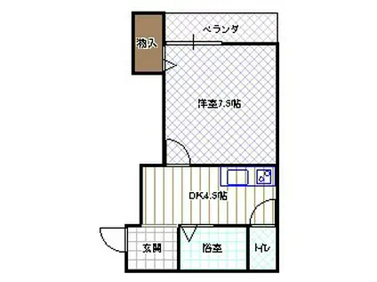 メゾン貞光(1DK/3階)の間取り写真