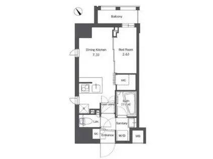 コンフォリア台東根岸(1DK/11階)の間取り写真