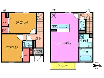 ローズパティオ(2LDK/1階)の間取り写真