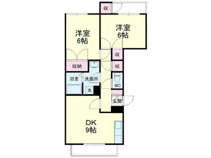 ライトアップ萩丘1番館(2DK/3階)の間取り写真