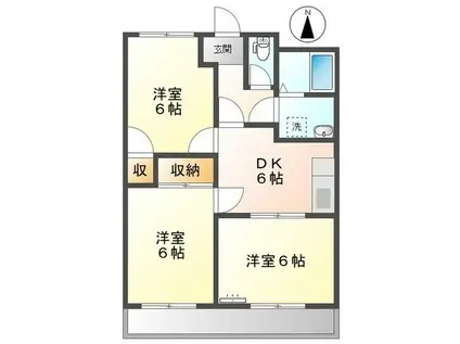 ハイツ新都田(3DK/1階)の間取り写真