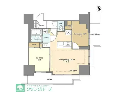 オアーゼ日暮里レジデンス(1SLDK/7階)の間取り写真