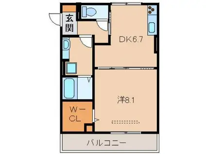 ノーブル希(1DK/3階)の間取り写真