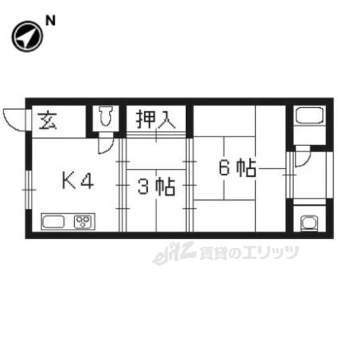 第2苔の荘(2K/2階)の間取り写真