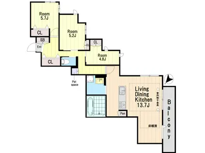フルール西ケ原(3LDK/2階)の間取り写真
