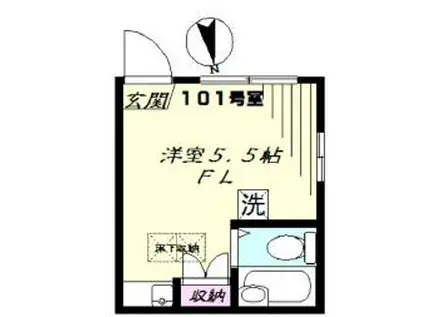 ライフピアグレイス(ワンルーム/1階)の間取り写真