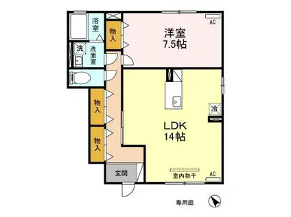 グリーントップC(1LDK/1階)の間取り写真