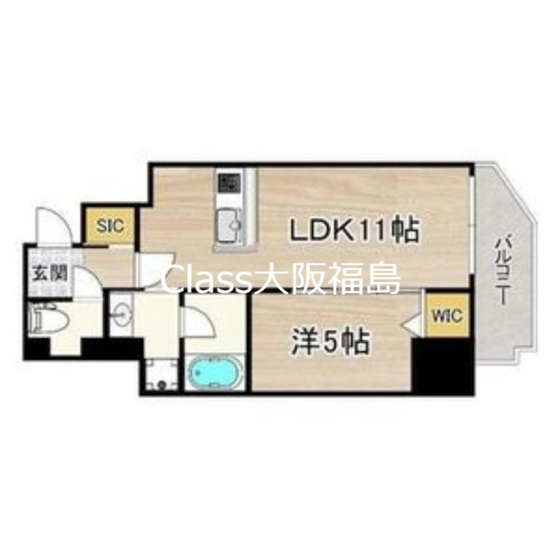 フェルザ福島(1LDK/10階)の間取り写真