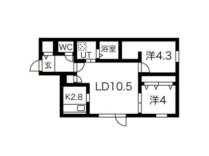PROGRESS東区役所前 プログレス(2LDK/3階)の間取り写真