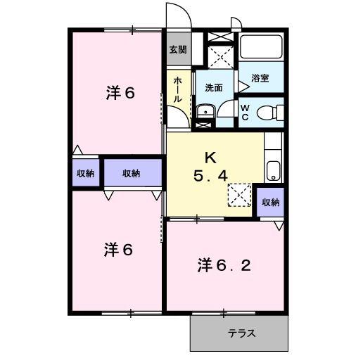 サンシティ臼井C(3K/1階)の間取り写真