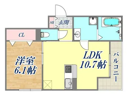 D-ROOM武庫之荘(1LDK/1階)の間取り写真
