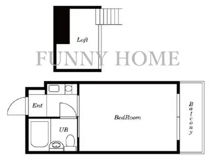 アーバハイツ若林(1K/1階)の間取り写真