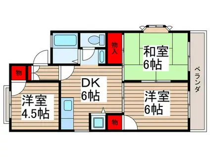 アップルズヒル(3DK/1階)の間取り写真