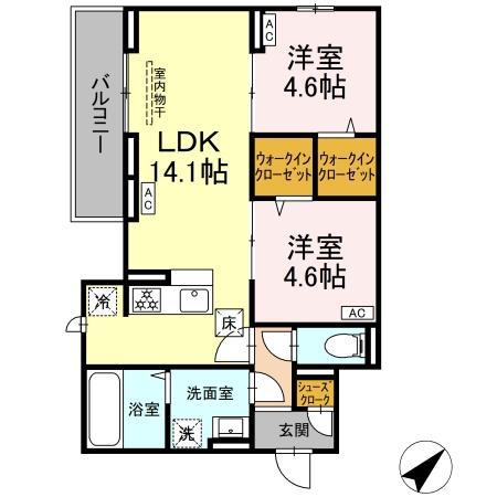 CLASSEUM都賀(2LDK/3階)の間取り写真