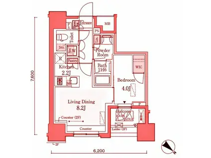 GRAN PASEO横濱関内PREMIUM(1LDK/5階)の間取り写真