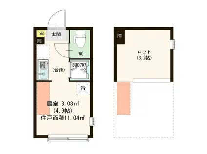 レギュームデテ成田東(ワンルーム/1階)の間取り写真