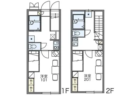 レオパレスエトワール(1K/2階)の間取り写真