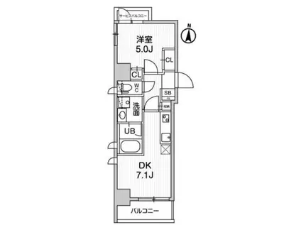 ALTERNA錦糸町(1DK/6階)の間取り写真