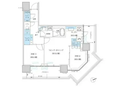 パークシティ柏の葉キャンパス ザ・ゲートタワー ウエスト(2LDK/15階)の間取り写真