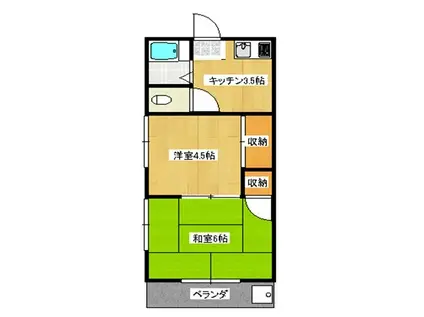 西山コーポ(2DK/2階)の間取り写真