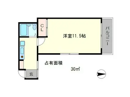 サイド木山(1K/2階)の間取り写真