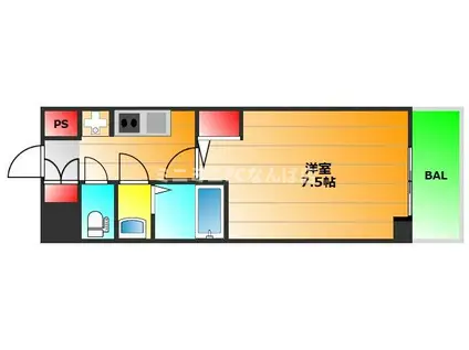 RAINBOW COURT 南堀江(1K/8階)の間取り写真