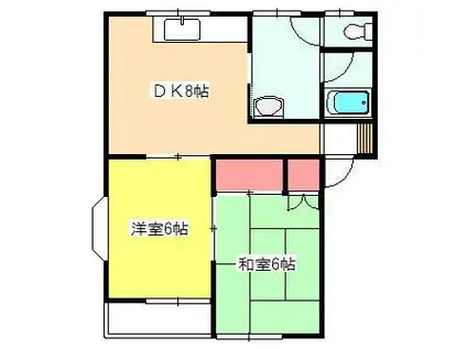 スピリットA棟(2DK/1階)の間取り写真