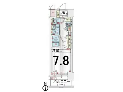 エステムコート名古屋TWIN ウエスト(1K/12階)の間取り写真