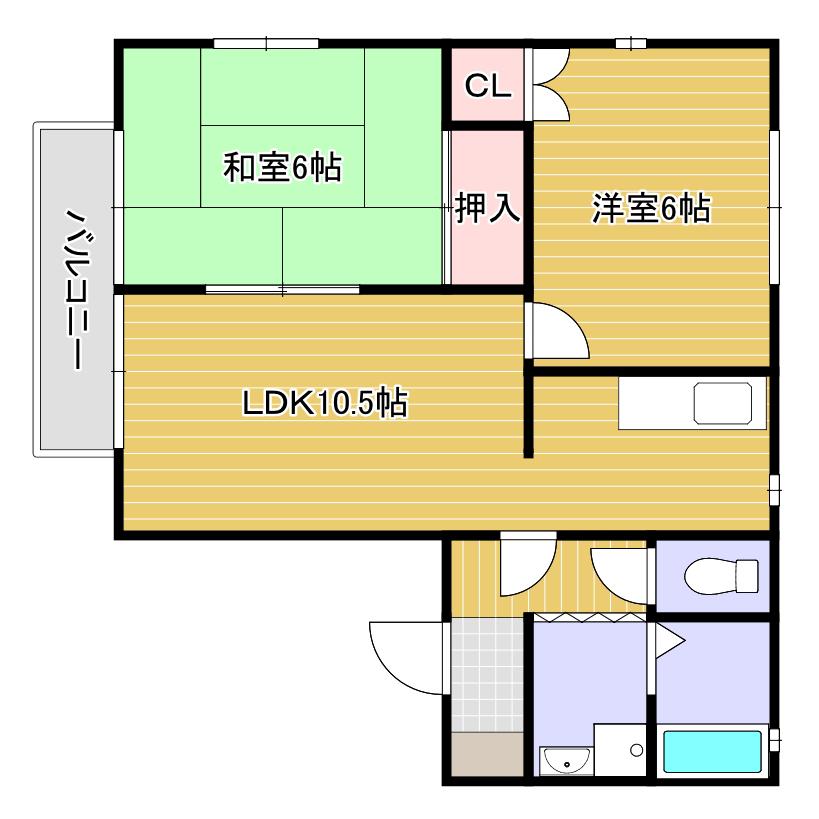 コーポカメリア(2LDK/1階)の間取り写真