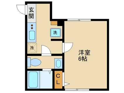 クロシェット久地(1K/2階)の間取り写真