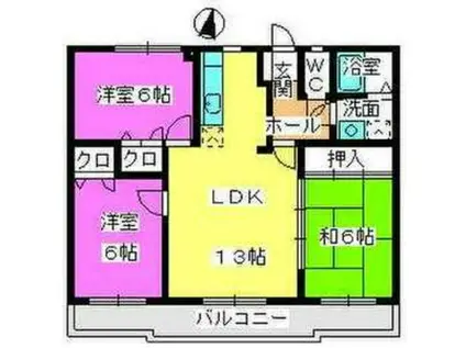 エクセレント岩室Ⅱ(3LDK/3階)の間取り写真