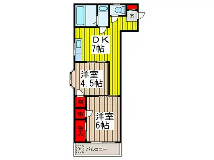 メゾン・クリステーナII(2DK/3階)の間取り写真
